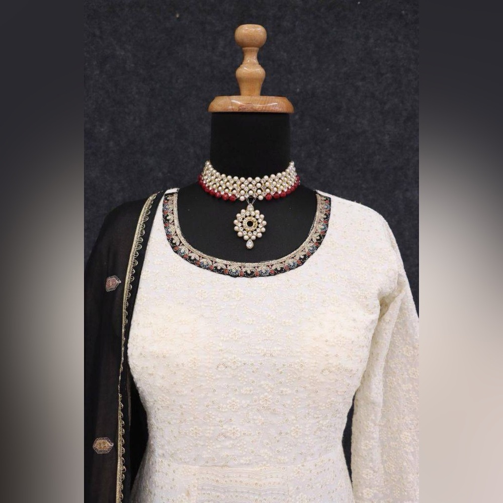 House of India Embroidered Georgette Salwar Kameez gown frock reception XL - Picture 5 of 16